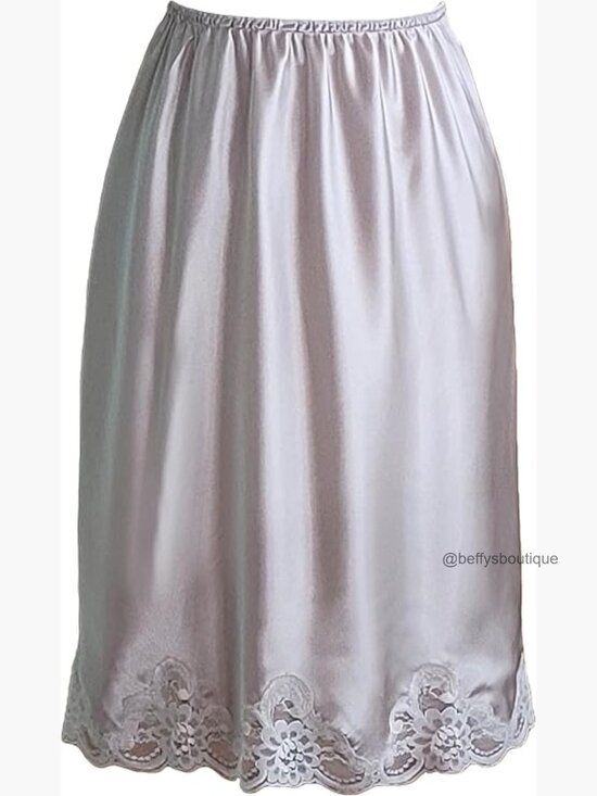 Other - Satin Half Slip with Lace Hem, Knee Length, Elastic Waist